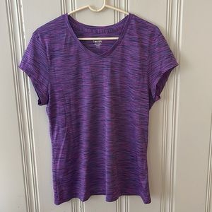 Tek Gear Purple Patterned V-Neck Tee